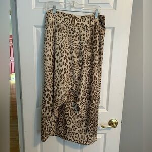 Tribal Leopard Print Ruffle Front Skirt